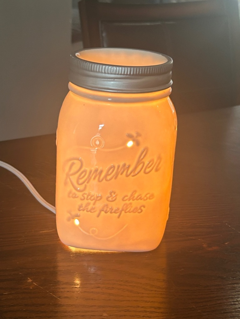 Scentsy Turquoise Mason Jar Plug-In Warmer "Remember" Hx7”